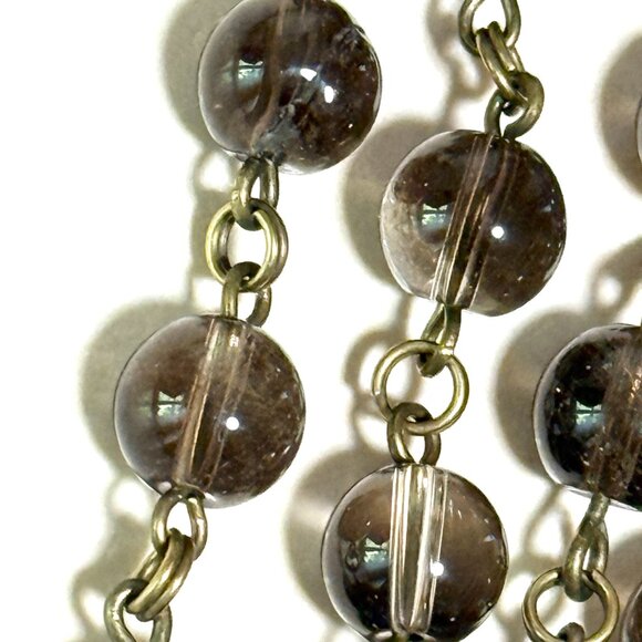 Genuine Smoky Quartz Short Adjustable Necklace, Natural Gemstone + Bronze Links - Picture 7 of 12